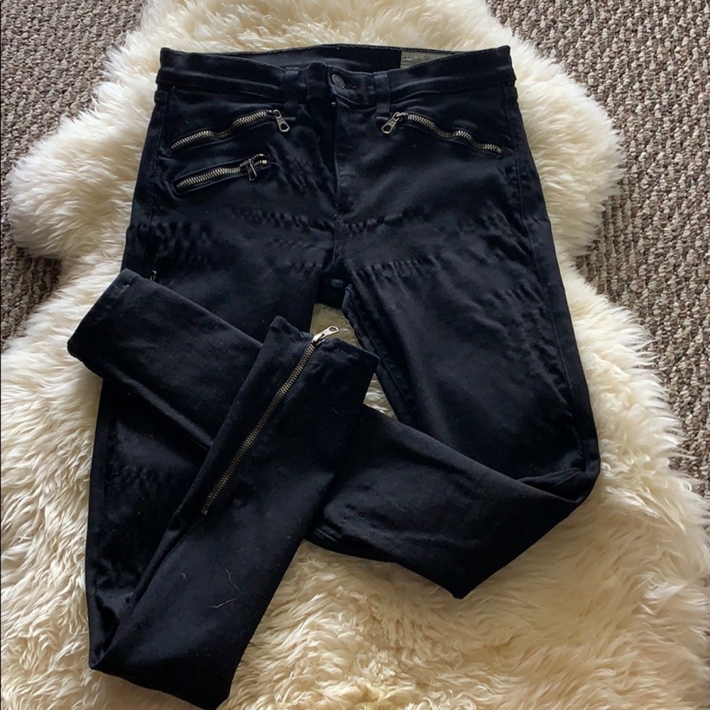 Rag & Bone Zipper Ankle Black Skinny Jeans